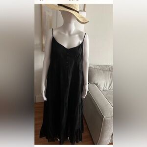 J Crew Black Flowy Maxi Dress 2X Summer Resortwear Flowy Boho Cottagecore